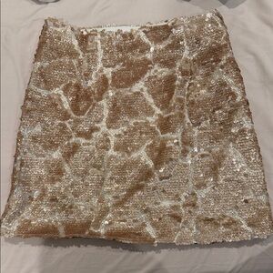 Sequin Embellished Tan Skirt